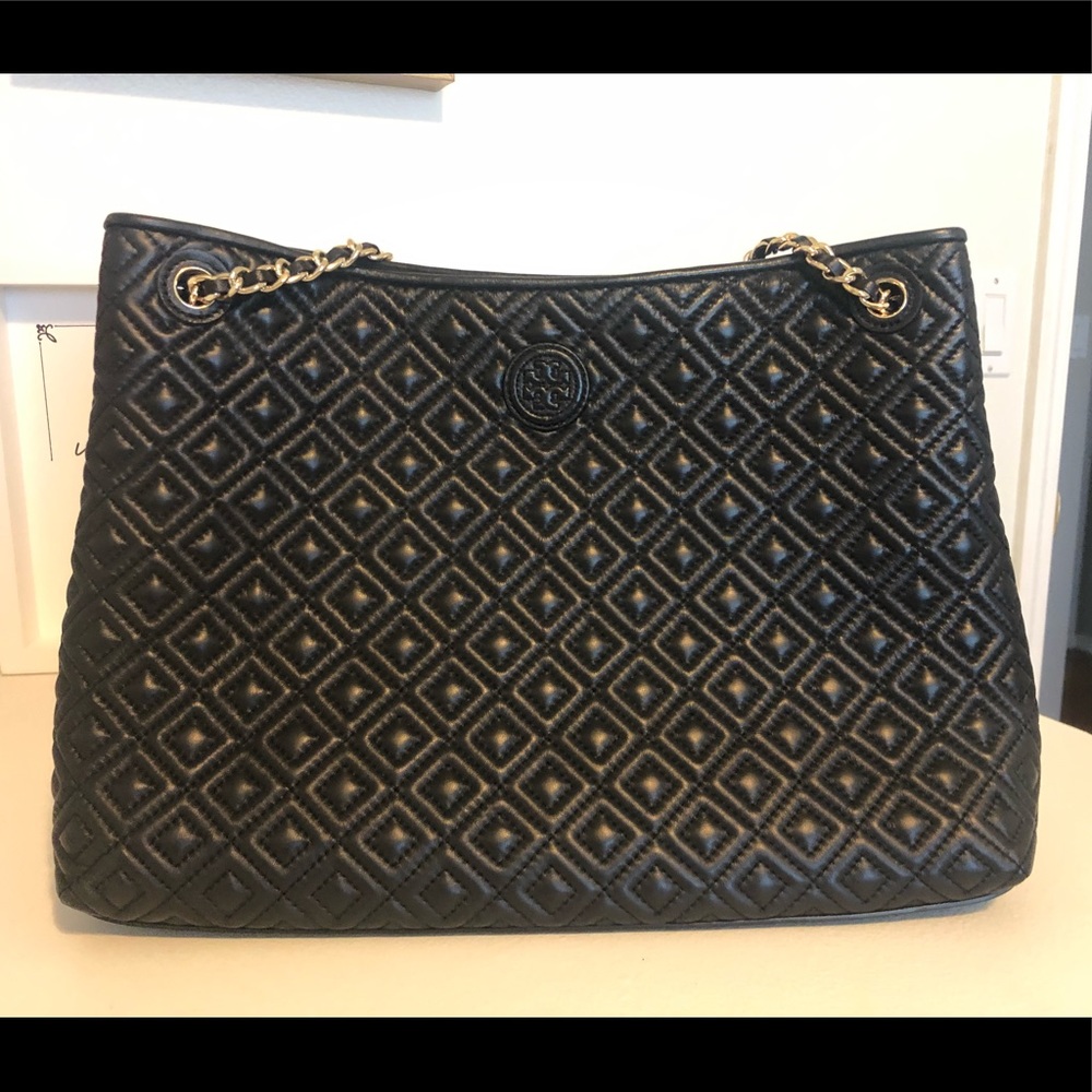 Tory Burch Quilted Marion Black Shoulder Bag